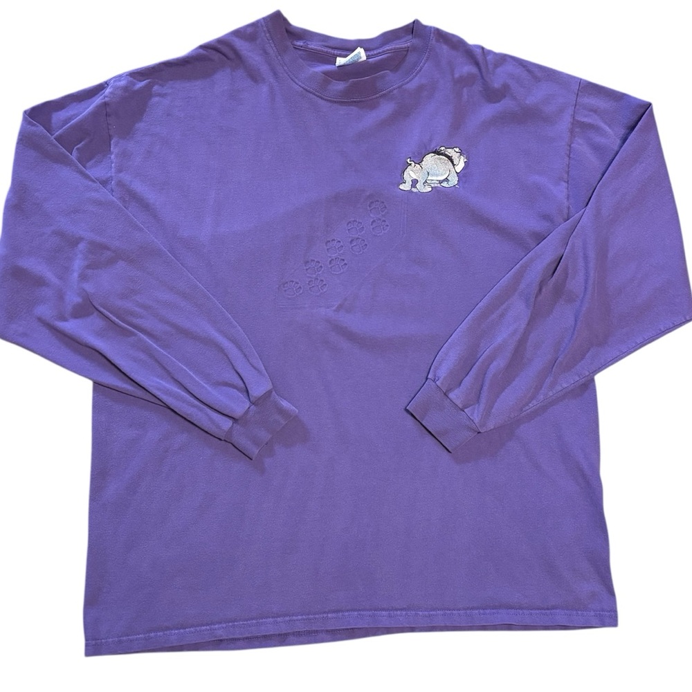 Purple Bulldogs longsleeve tee with paw prints, 2XL